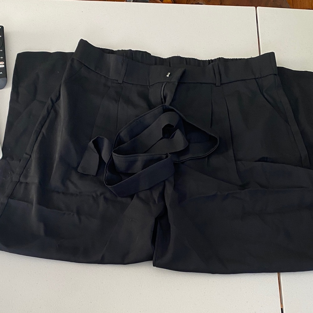 Black High-Waisted Pants with Belt